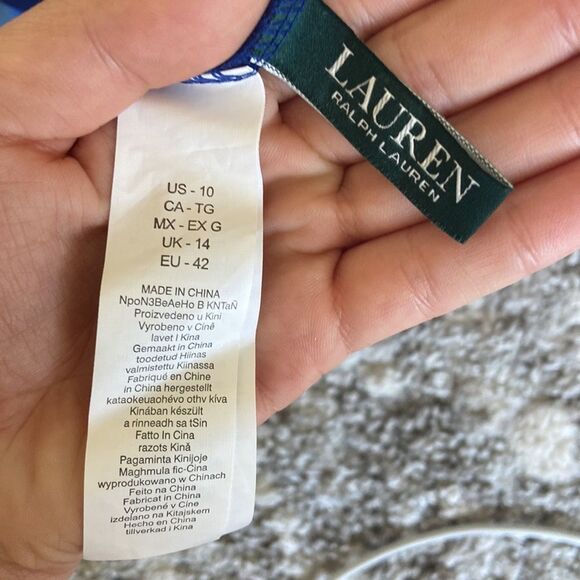 Lauren Ralph Lauren BLUE Color-Block Twist Back Halter One-Piece Swimsuit US 10 - Picture 10 of 11